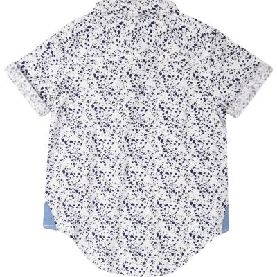 Mini boys navy print shirt